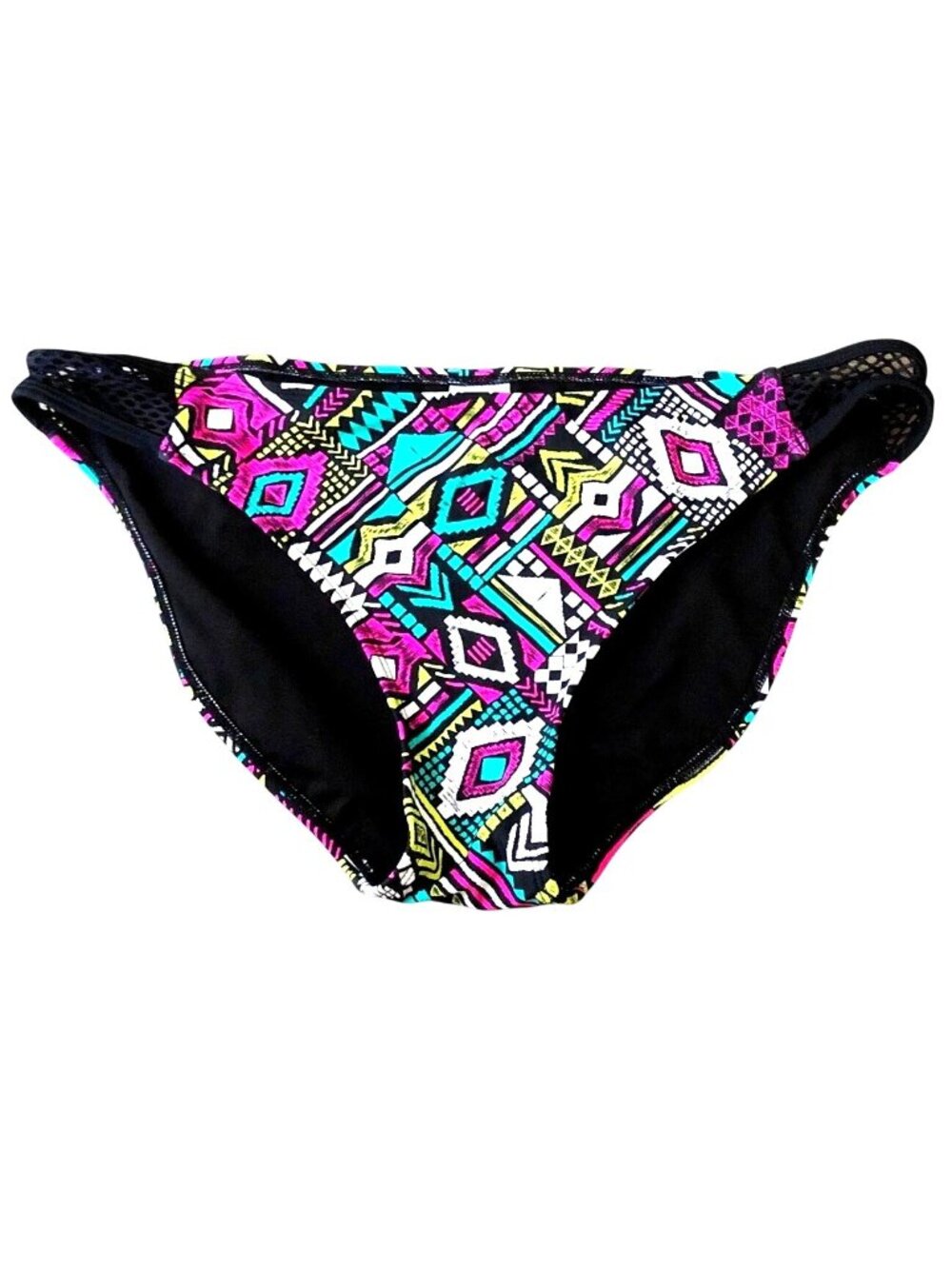Xhilaration Womens Aztec Print Bikini Bottom XL Black/Multicolor